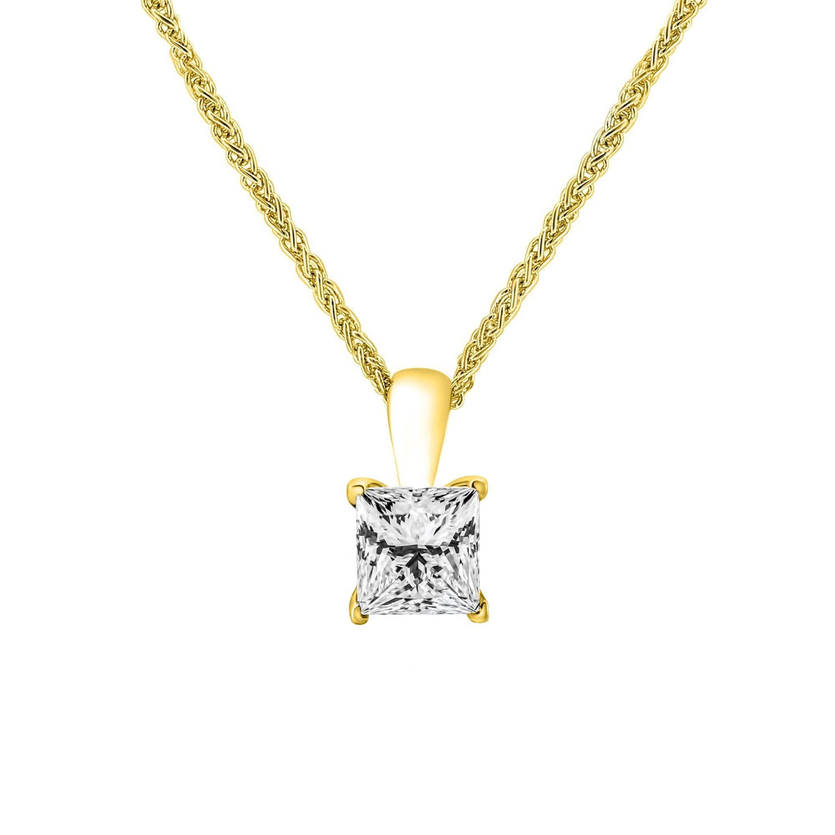 LG 18ct yellow gold 1.50ct D VVS2 princess cut diamond pendant