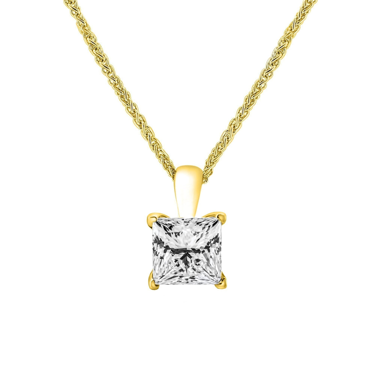 LG 18ct yellow gold 2.00ct D VVS2 princess cut diamond pendant