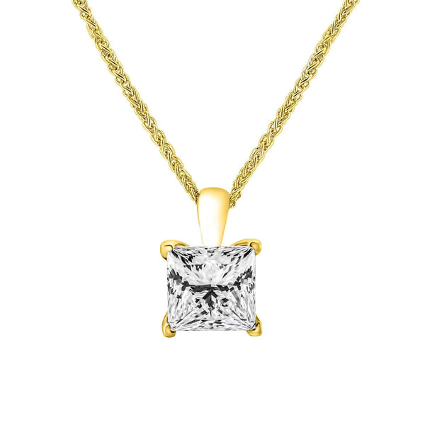 LG 18ct yellow gold 3.00ct D VVS2 princess cut diamond pendant