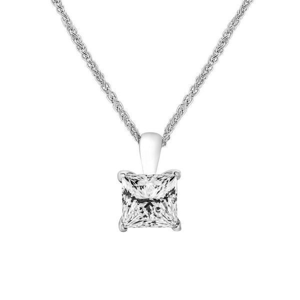 Lab grown platinum 2.05ct D VVS2 princess cut diamond pendant