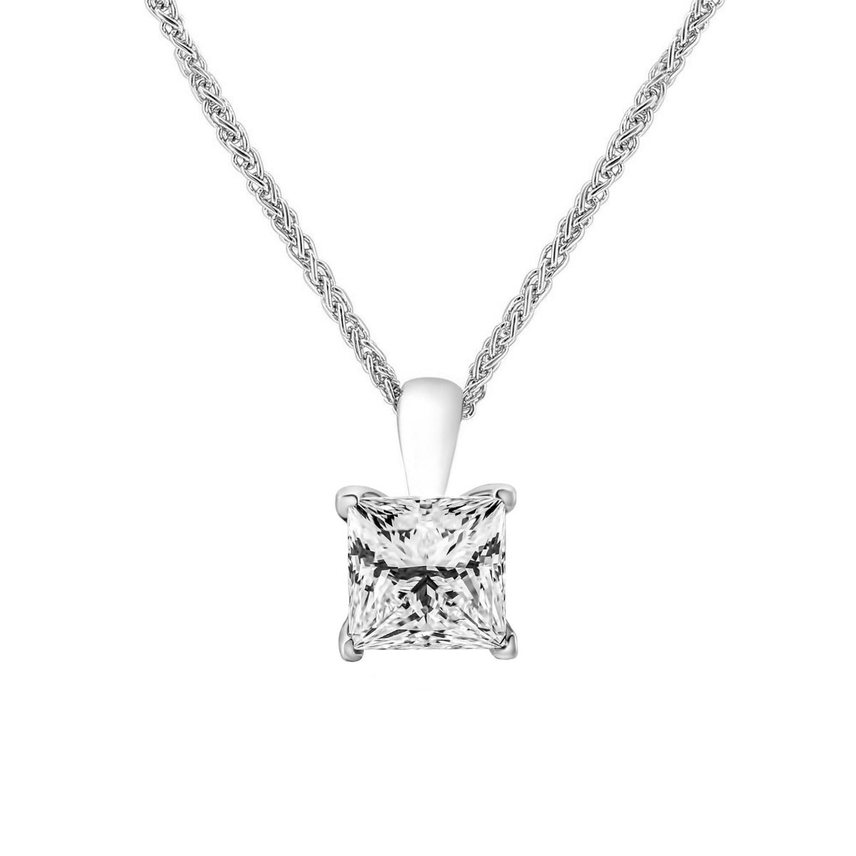 Lab grown platinum 2.05ct D VVS2 princess cut diamond pendant