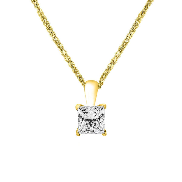 LG 18ct yellow gold 1.00ct D VVS2 princess cut diamond pendant