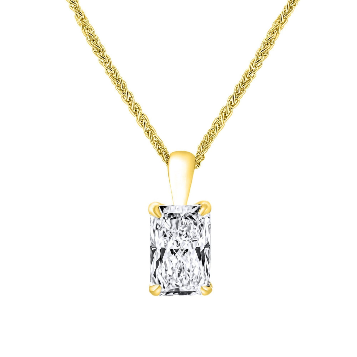 LG 18ct yellow gold 3.00ct D VVS2 radiant cut diamond pendant