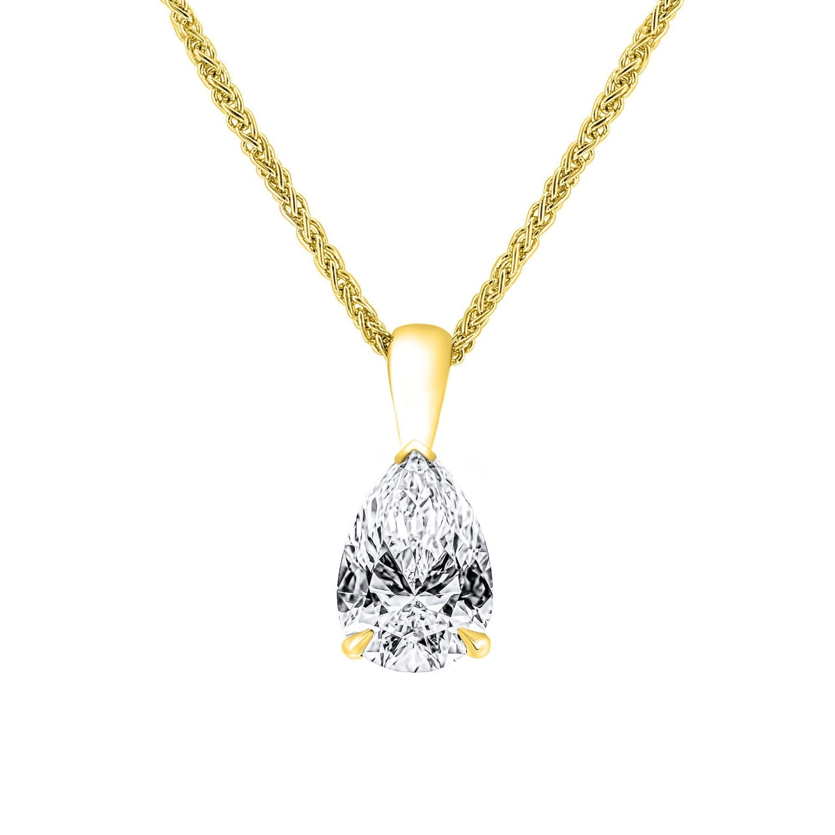 LG 18ct yellow gold 3.00ct D VVS2 IGI pear cut diamond pendant