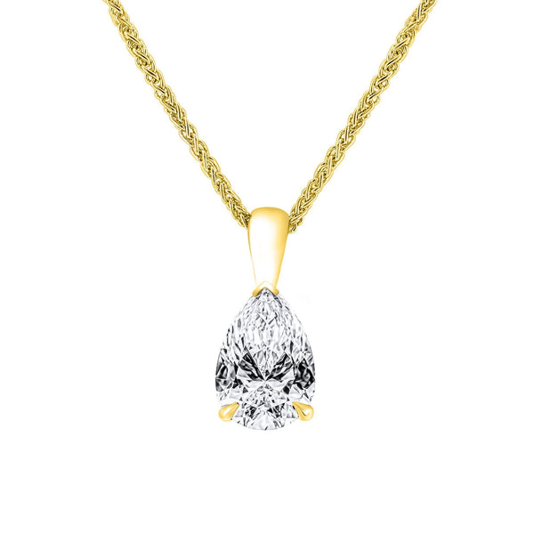 LG 18ct yellow gold 3.00ct D VVS2 IGI pear cut diamond pendant