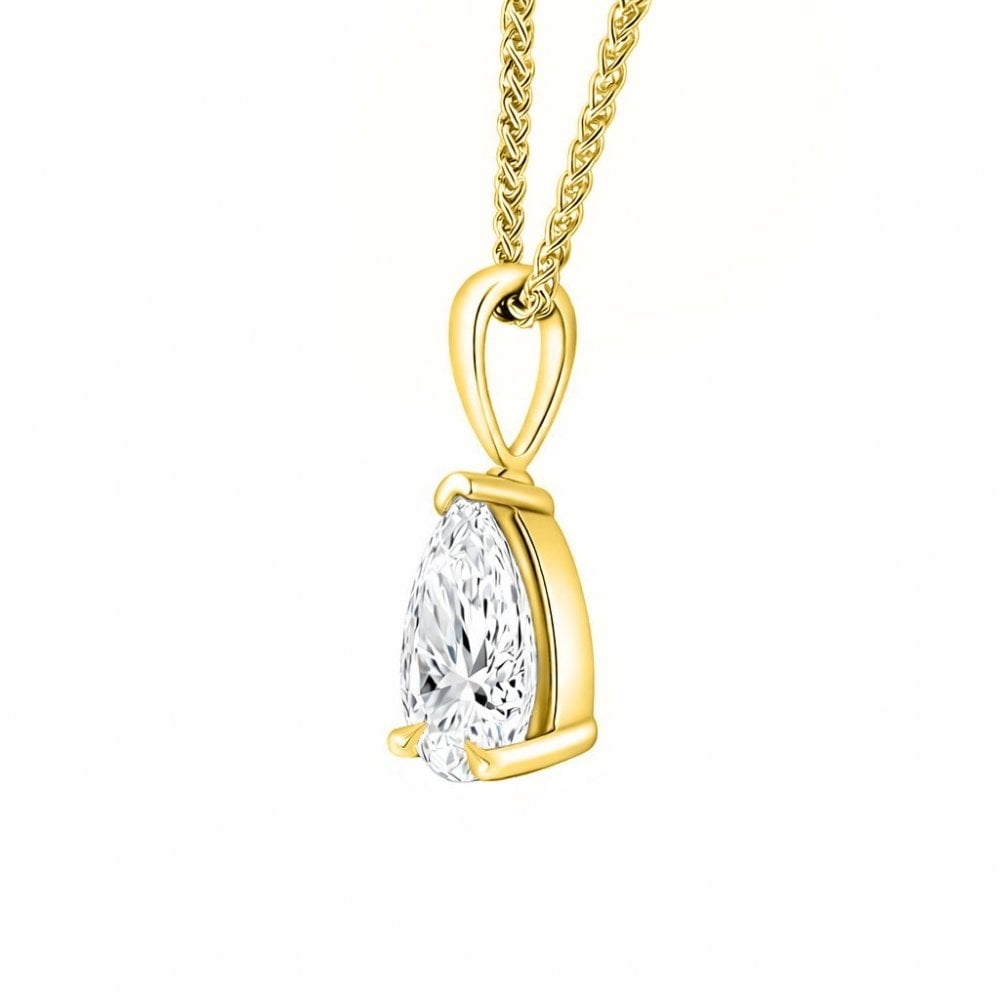 LG 18ct yellow gold 3.00ct D VVS2 IGI pear cut diamond pendant