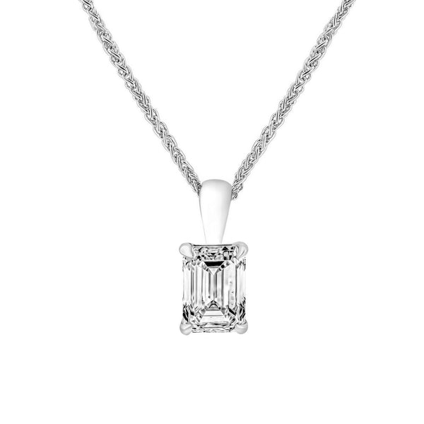 Lab grown platinum 1.01ct D VVS2 IGI emerald cut diamond pendant