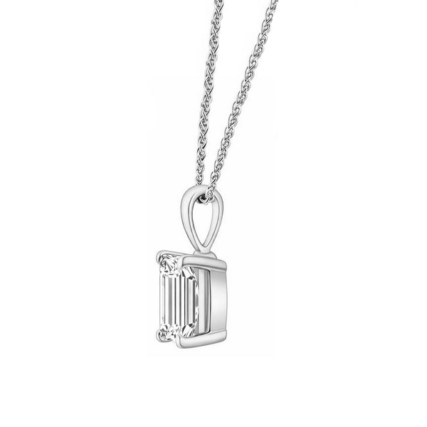 Lab grown platinum 1.01ct D VVS2 IGI emerald cut diamond pendant