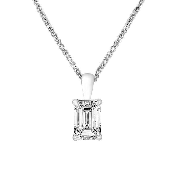 Lab grown platinum 2.02ct D VVS2 IGI emerald cut diamond pendant
