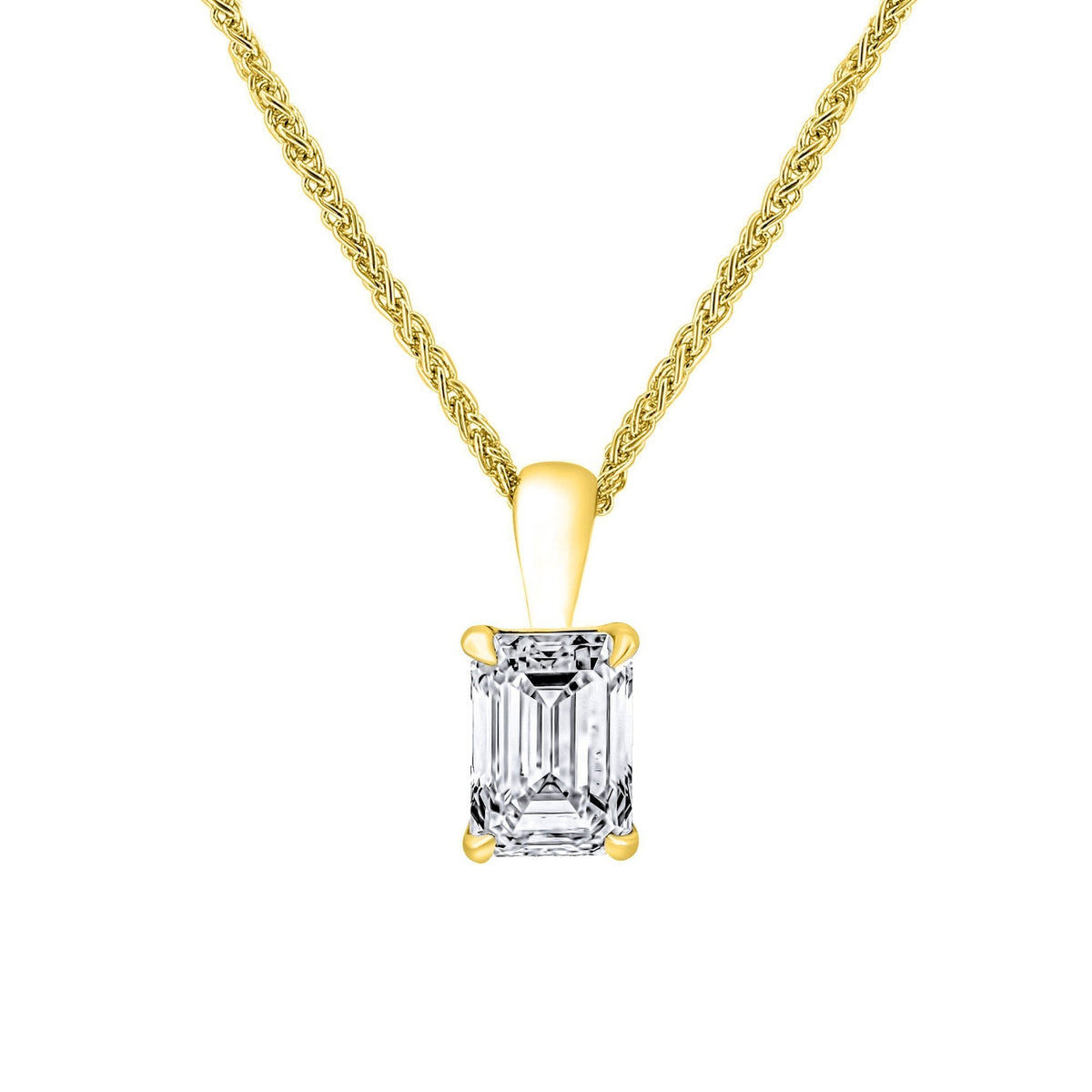 LG 18ct yellow gold 1.50ct D VVS2 emerald cut diamond pendant