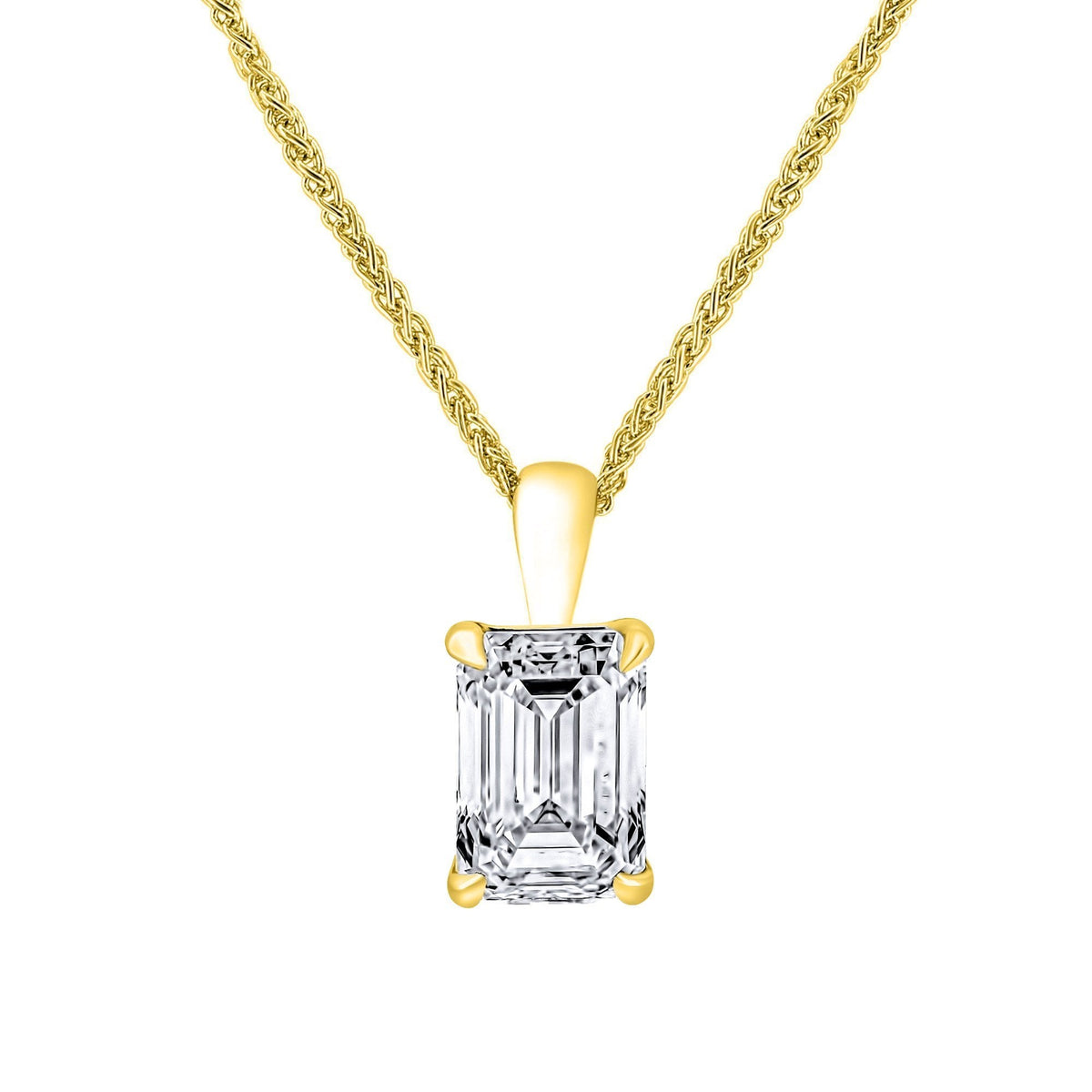 LG 18ct yellow gold 3.00ct D VVS2 emerald cut diamond pendant