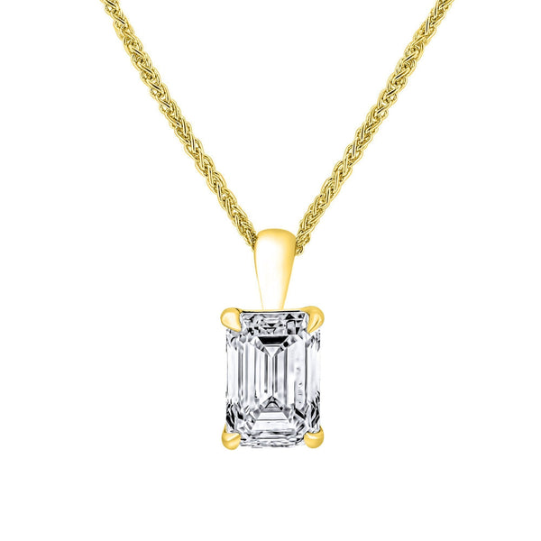 LG 18ct yellow gold 3.00ct D VVS2 emerald cut diamond pendant