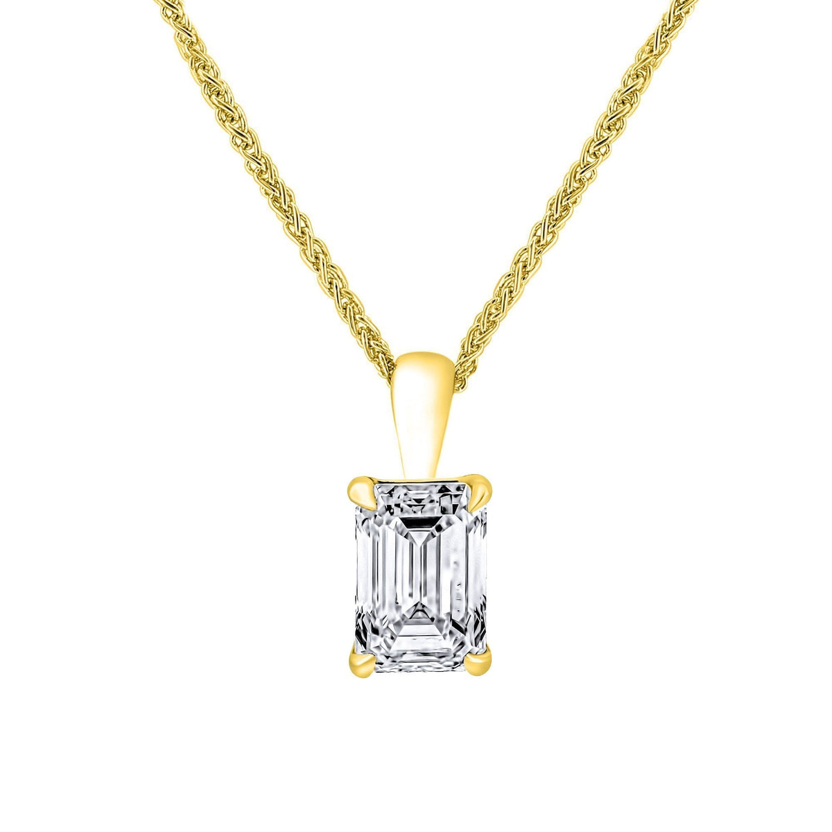 LG 18ct yellow gold 2.00ct D VVS2 emerald cut diamond pendant