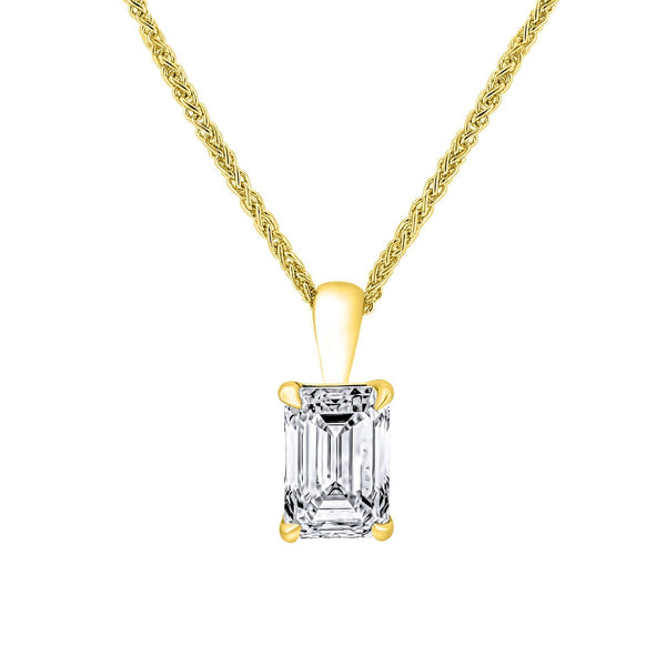 LG 18ct yellow gold 2.00ct D VVS2 emerald cut diamond pendant