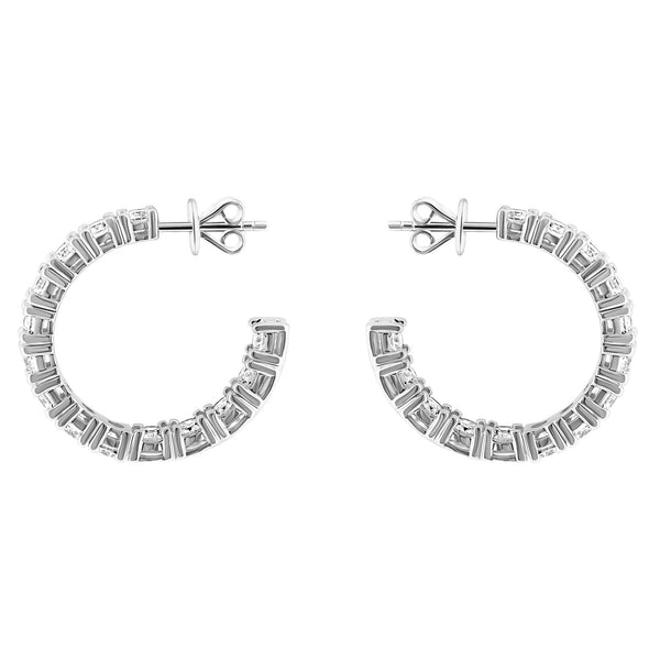 Lab grown platinum 5.00ct round diamond hoop earrings