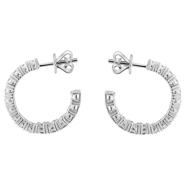 Lab grown platinum 2.00ct round diamond hoop earrings