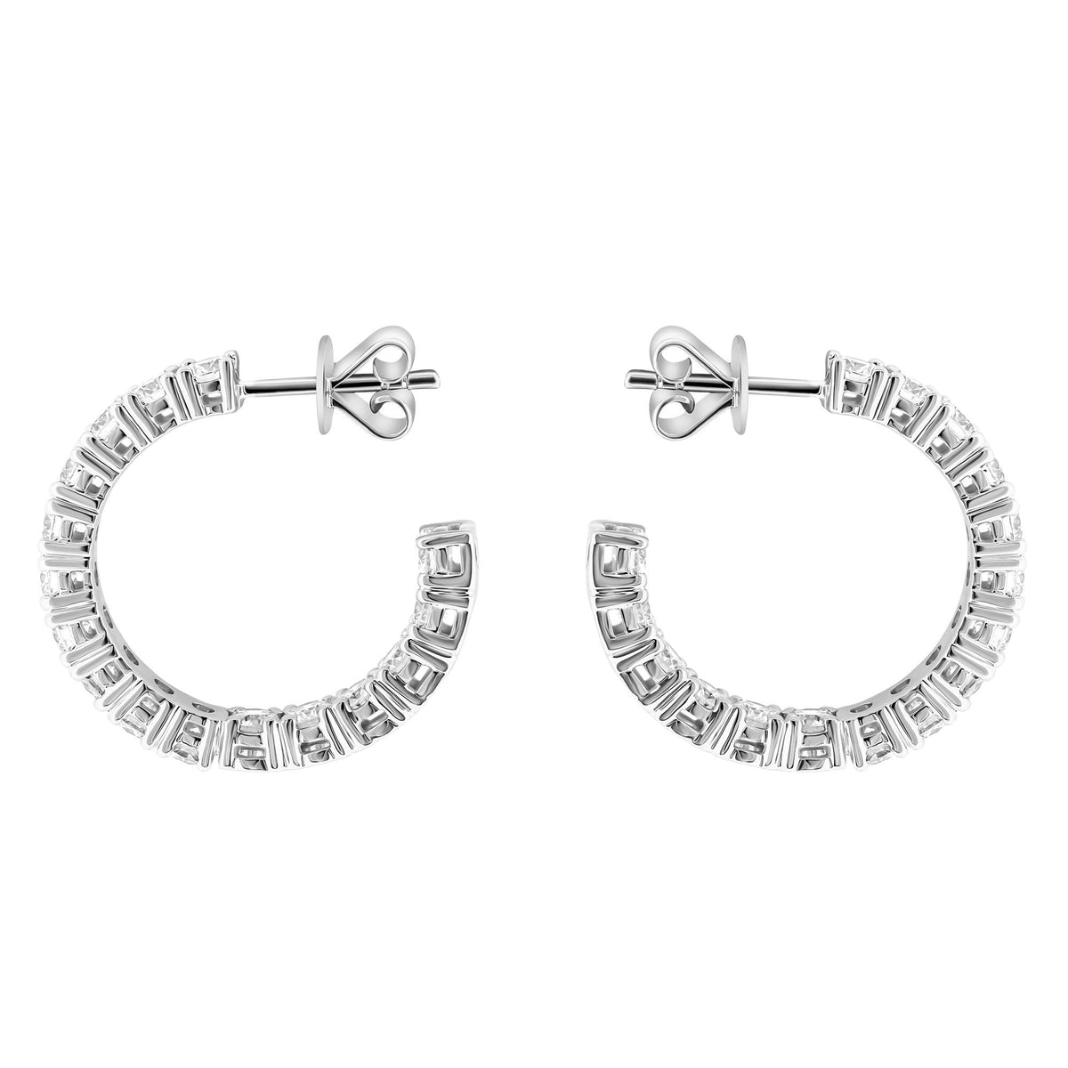 Lab grown platinum 3.00ct round diamond hoop earrings