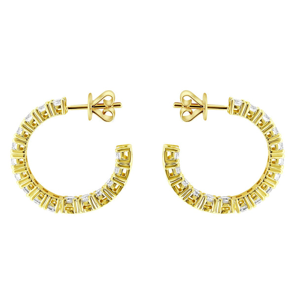 Lab grown 18ct yellow gold 3.00ct round diamond hoop earrings