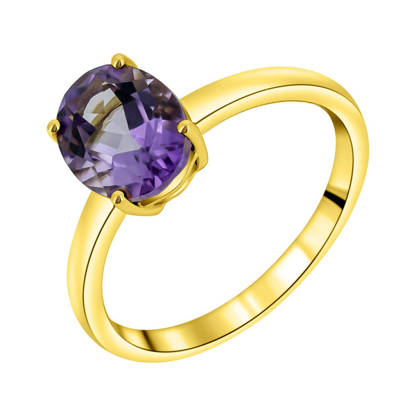 9ct yellow gold 8mm x 6mm oval amethyst ring