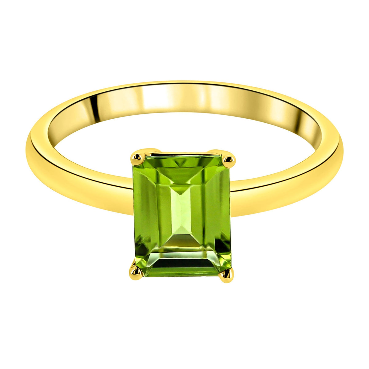 9ct yellow gold 8mm x 6mm emerald cut peridot ring