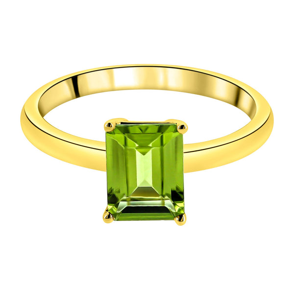 9ct yellow gold 8mm x 6mm emerald cut peridot ring