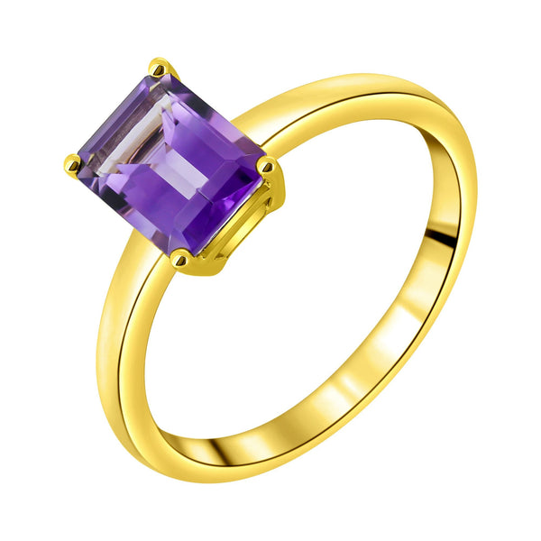 9ct yellow gold 8mm x 6mm emerald cut amethyst ring