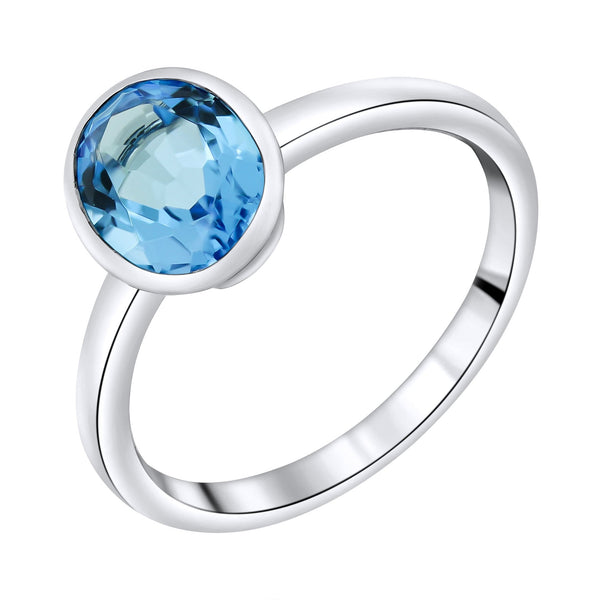 9ct white gold 9mm x 7mm oval blue topaz ring
