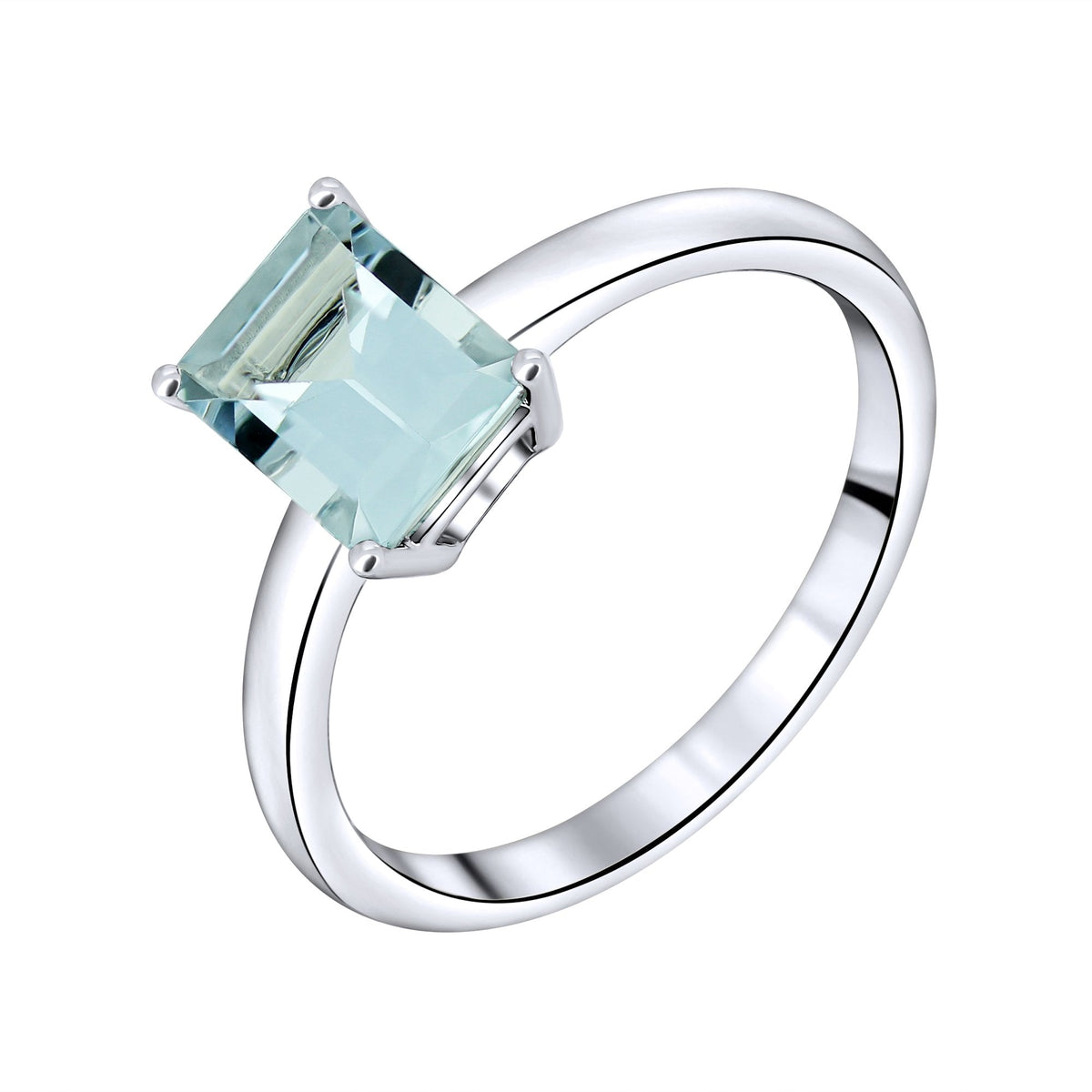 9ct white gold 8mm x 6mm emerald cut aquamarine ring