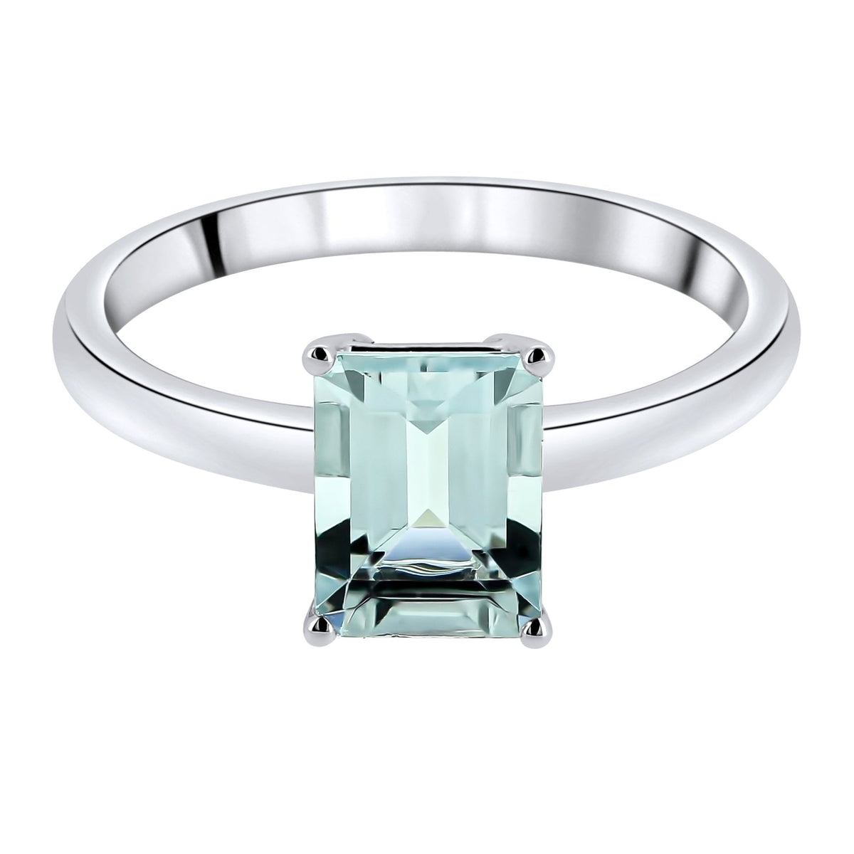 9ct white gold 8mm x 6mm emerald cut aquamarine ring