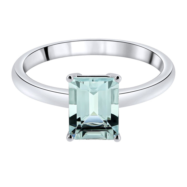 9ct white gold 8mm x 6mm emerald cut aquamarine ring