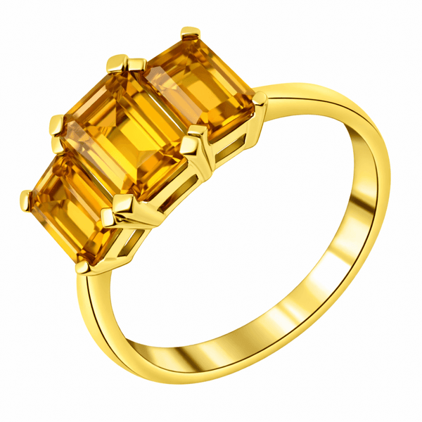 9ct yellow gold 7x5mm & 6x4mm citrine 3 stone ring