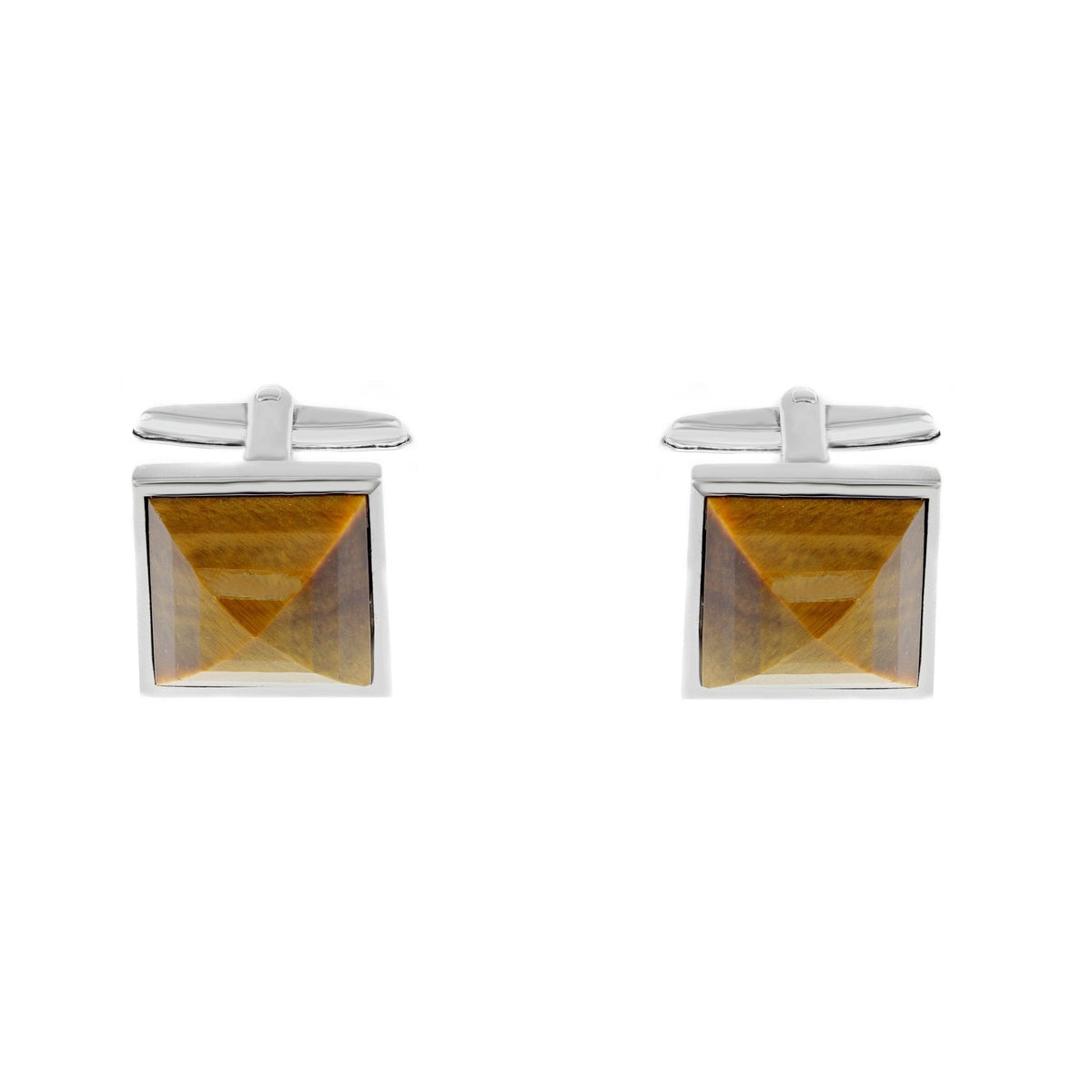 Silver 16x16mm tigers eye set cufflinks