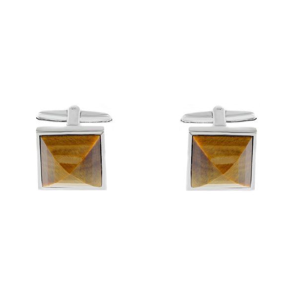 Silver 16x16mm tigers eye set cufflinks