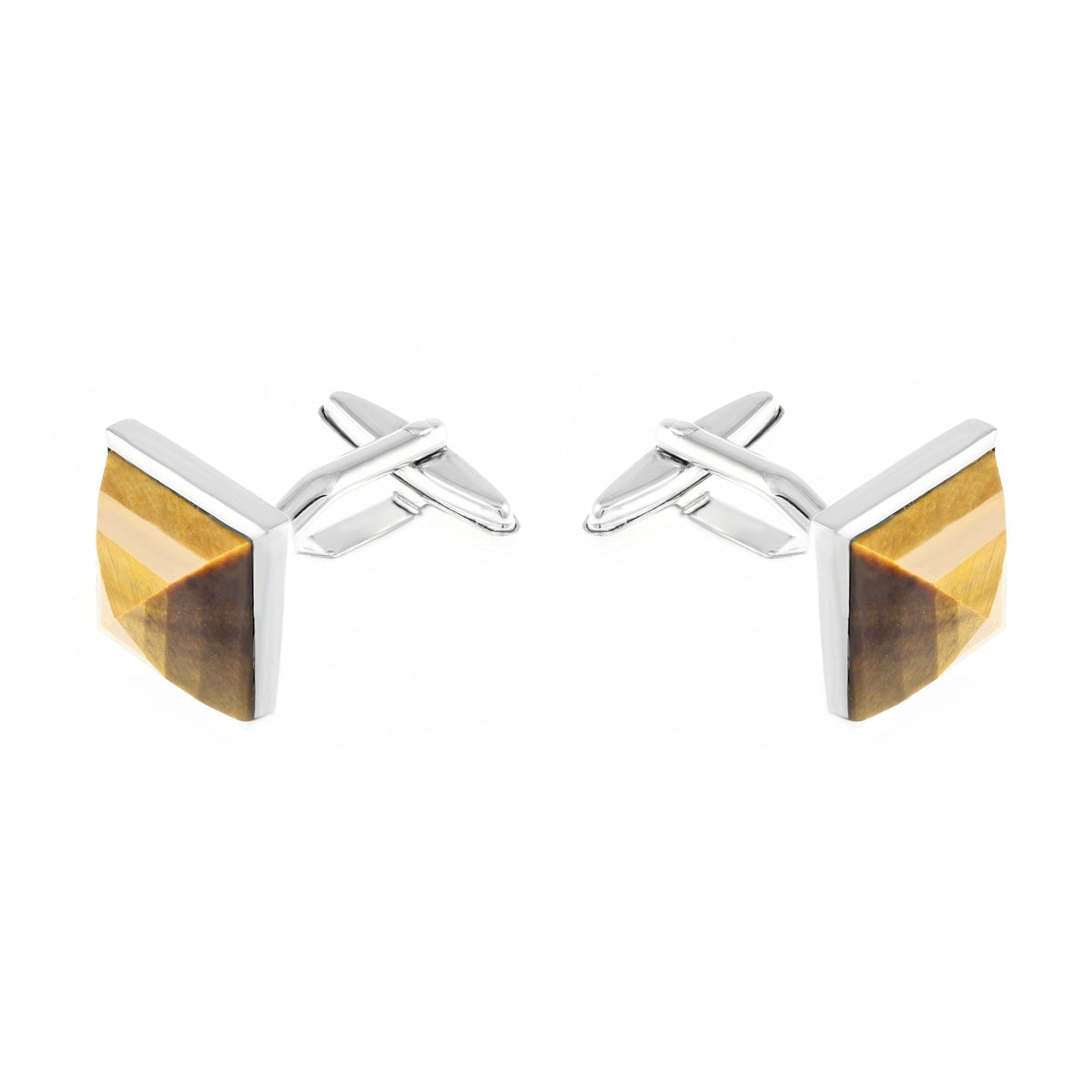 Silver 16x16mm tigers eye set cufflinks