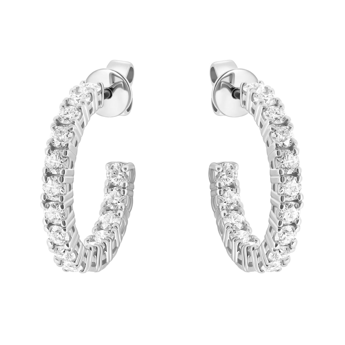 Lab grown platinum 2.00ct round diamond hoop earrings