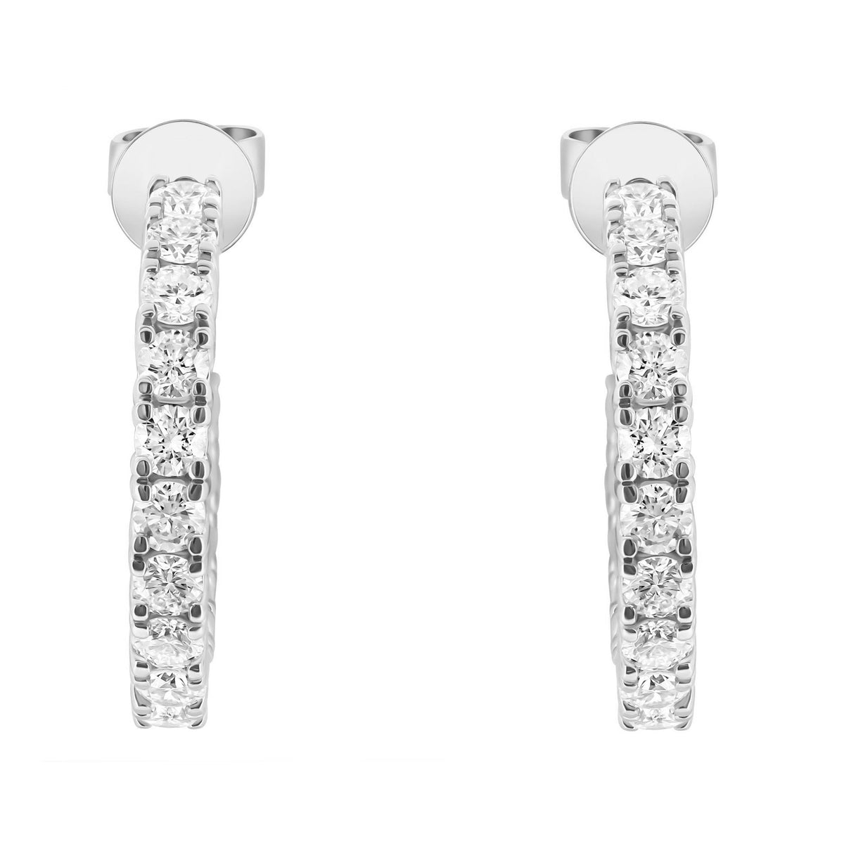 Lab grown platinum 2.00ct round diamond hoop earrings