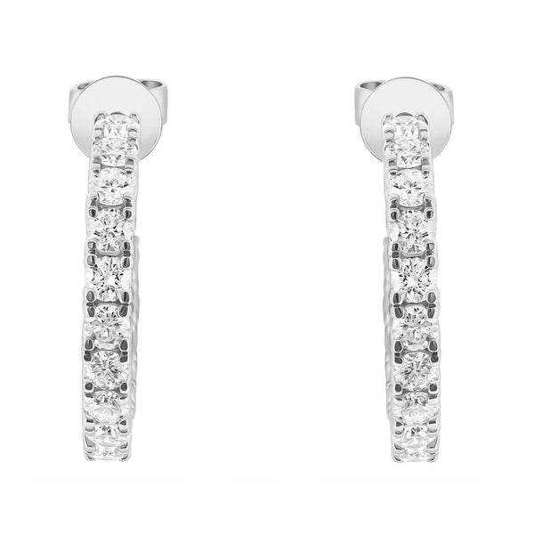 Lab grown platinum 2.00ct round diamond hoop earrings