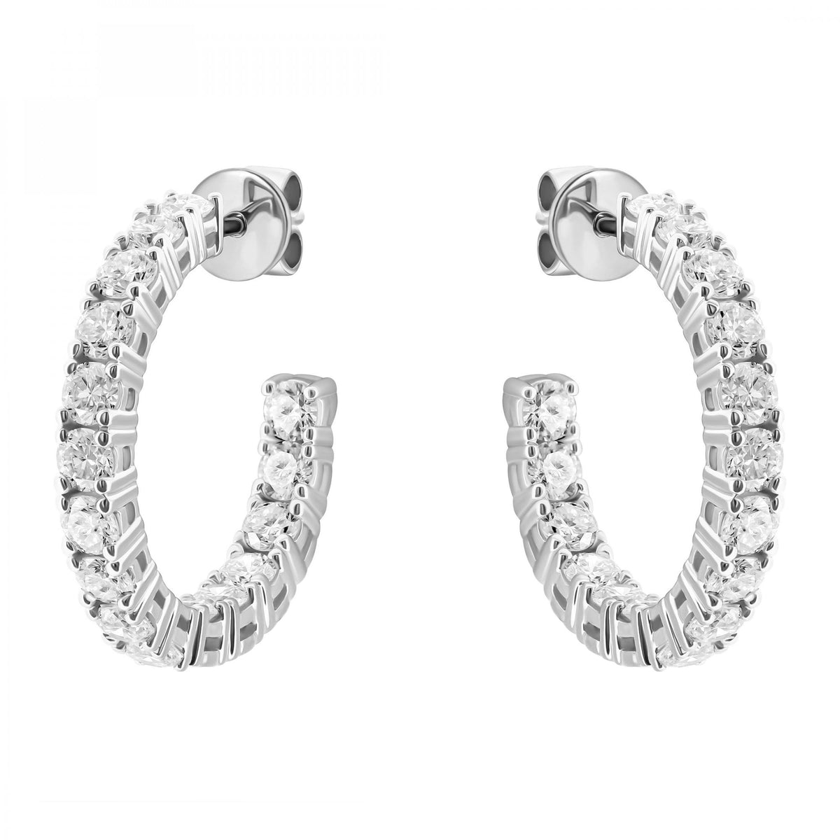 Lab grown platinum 3.00ct round diamond hoop earrings