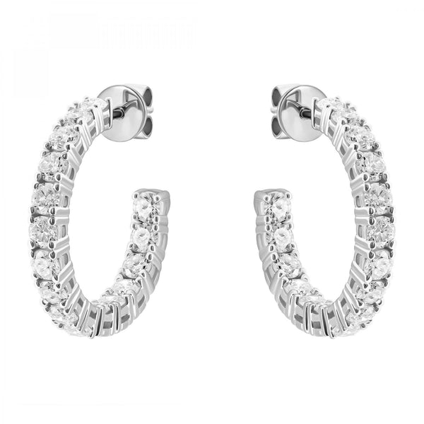 Lab grown platinum 3.00ct round diamond hoop earrings