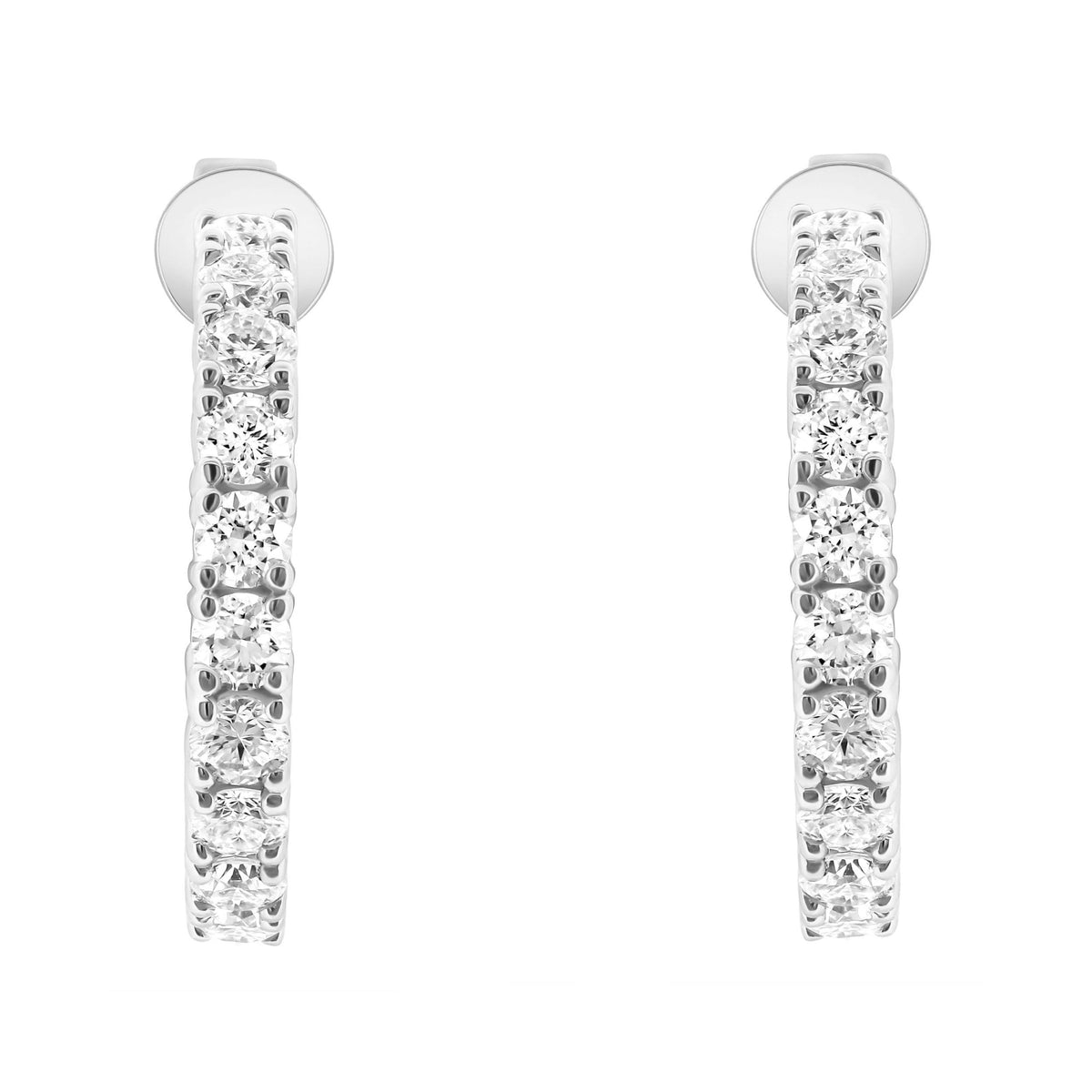Lab grown platinum 3.00ct round diamond hoop earrings