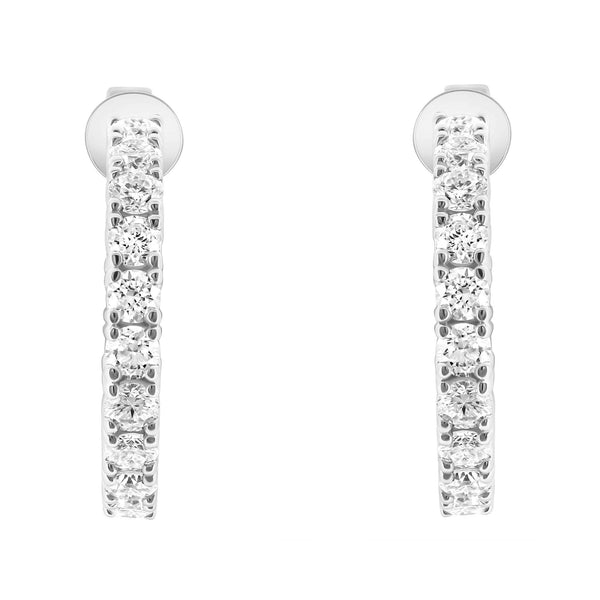 Lab grown platinum 3.00ct round diamond hoop earrings