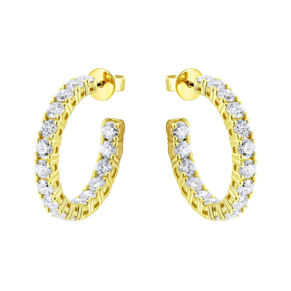 Lab grown 18ct yellow gold 4.00ct round diamond hoop earrings
