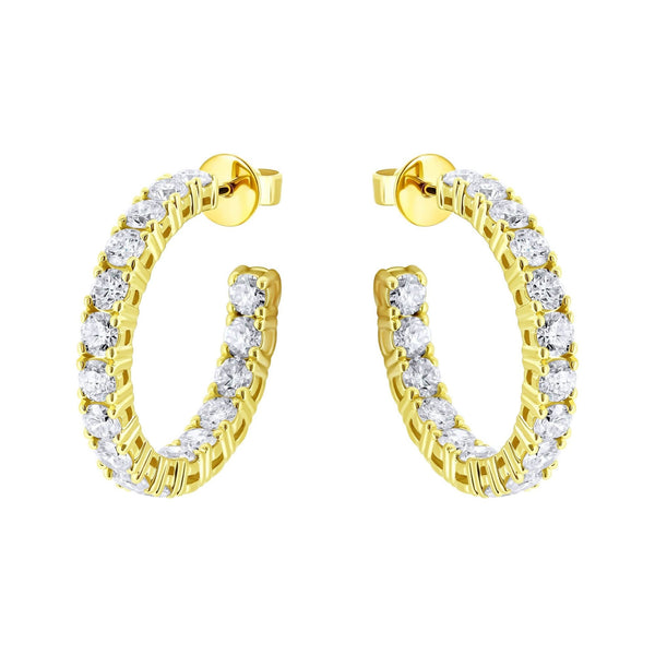 Lab grown 18ct yellow gold 4.00ct round diamond hoop earrings