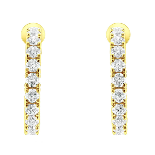 Lab grown 18ct yellow gold 4.00ct round diamond hoop earrings