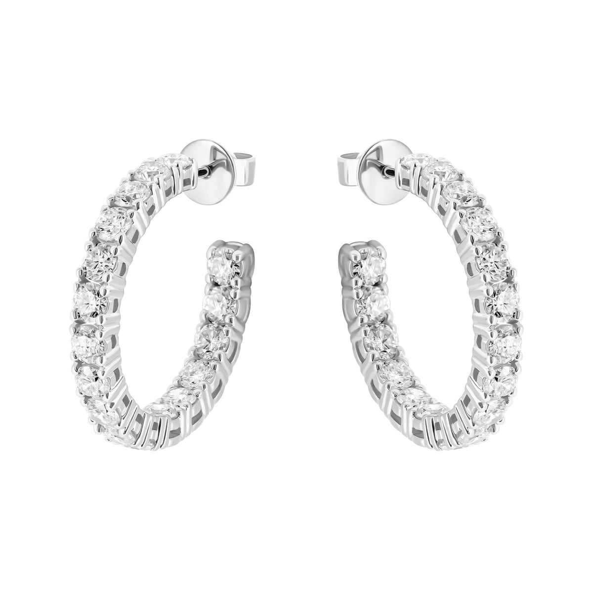 Lab grown platinum 4.00ct round diamond hoop earrings