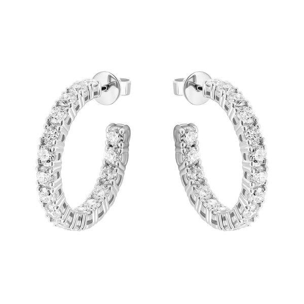 Lab grown platinum 4.00ct round diamond hoop earrings