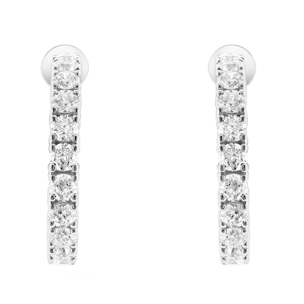 Lab grown platinum 4.00ct round diamond hoop earrings