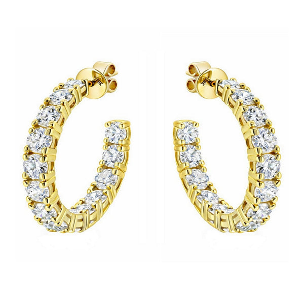 Lab grown 18ct yellow gold 5.00ct round diamond hoop earrings