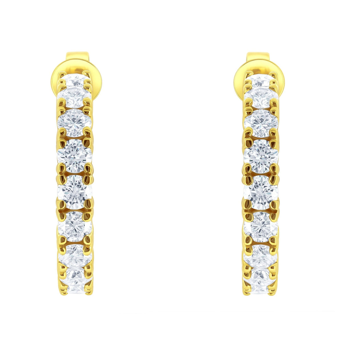 Lab grown 18ct yellow gold 5.00ct round diamond hoop earrings