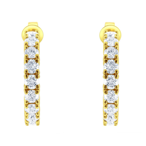 Lab grown 18ct yellow gold 5.00ct round diamond hoop earrings